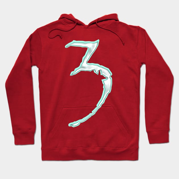 3 (number) chrome Hoodie by Nikokosmos